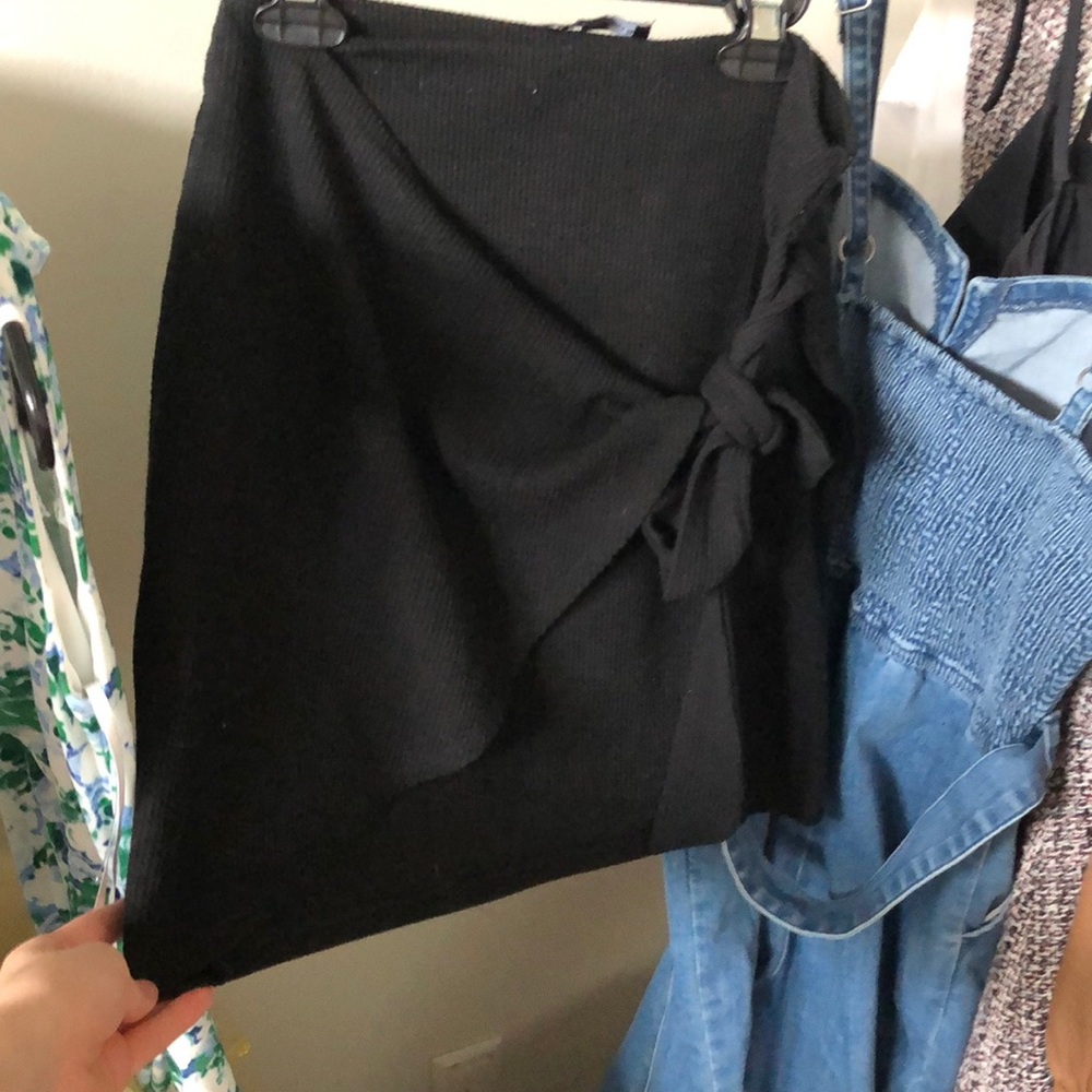 Black high waisted wrap skirt